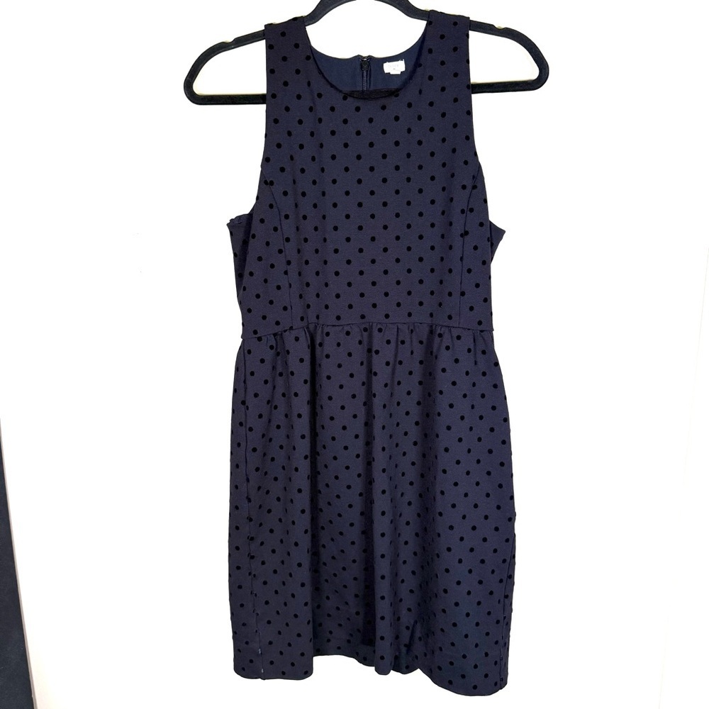 J Crew Black Velvet Polka Dot A Line Dress Size Medium